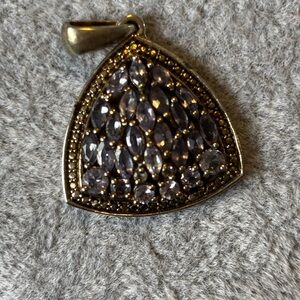 Sterling Silver Lavender Crystal Teardrop Trillion Pendant